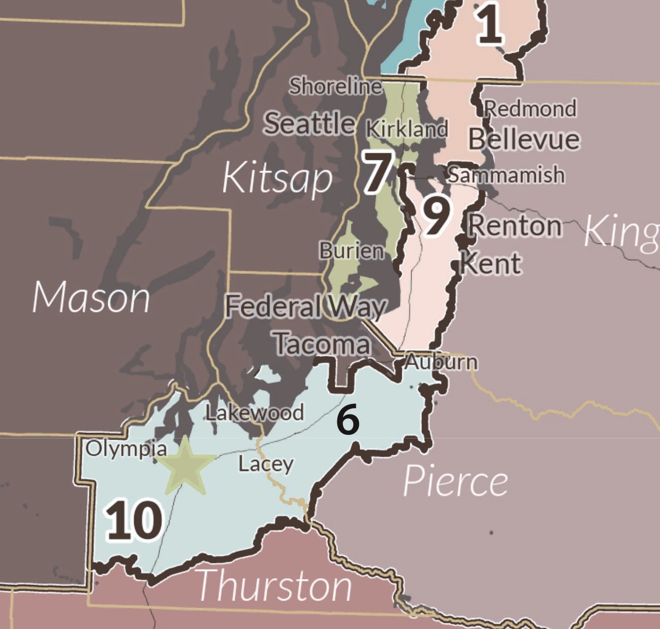 If proposed redistricting map for Congressional District is accepted the Key Peninsula will remain in relatively unchanged 6th congressional district.